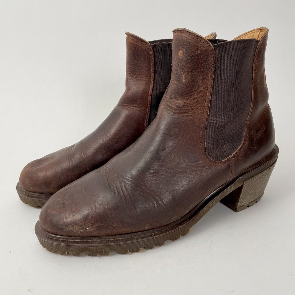 Women's Dr. Martens Cadence Heeled Brown Leather Chelsea Boots, Size 10 - Picture 3 of 11